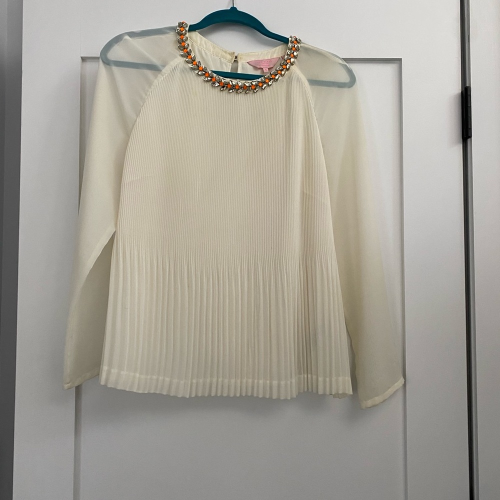 Ted Baker London pleated blouse with built in rhinestones